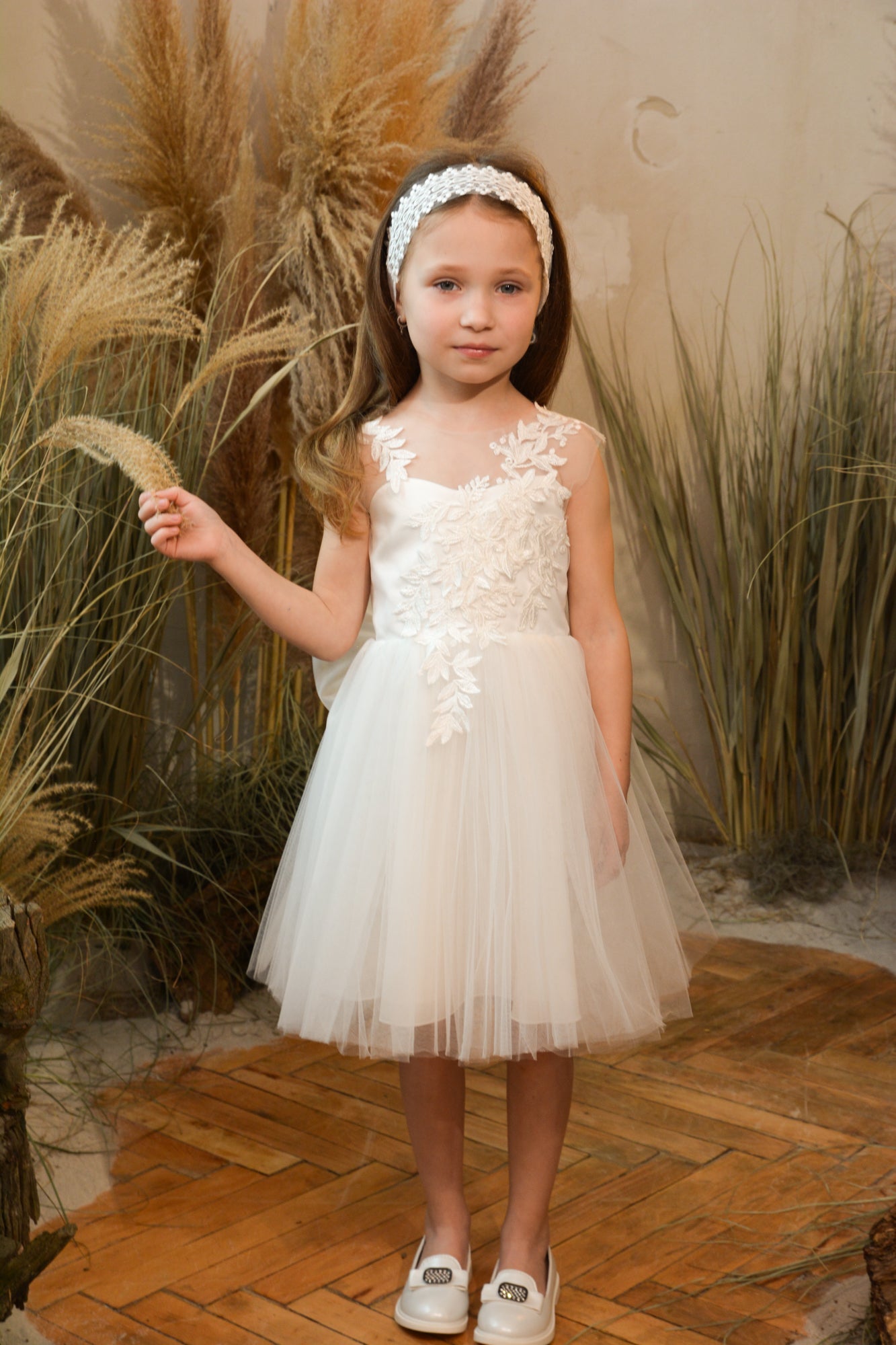 Olivia Appliqued Tulle Flower Girl Dress