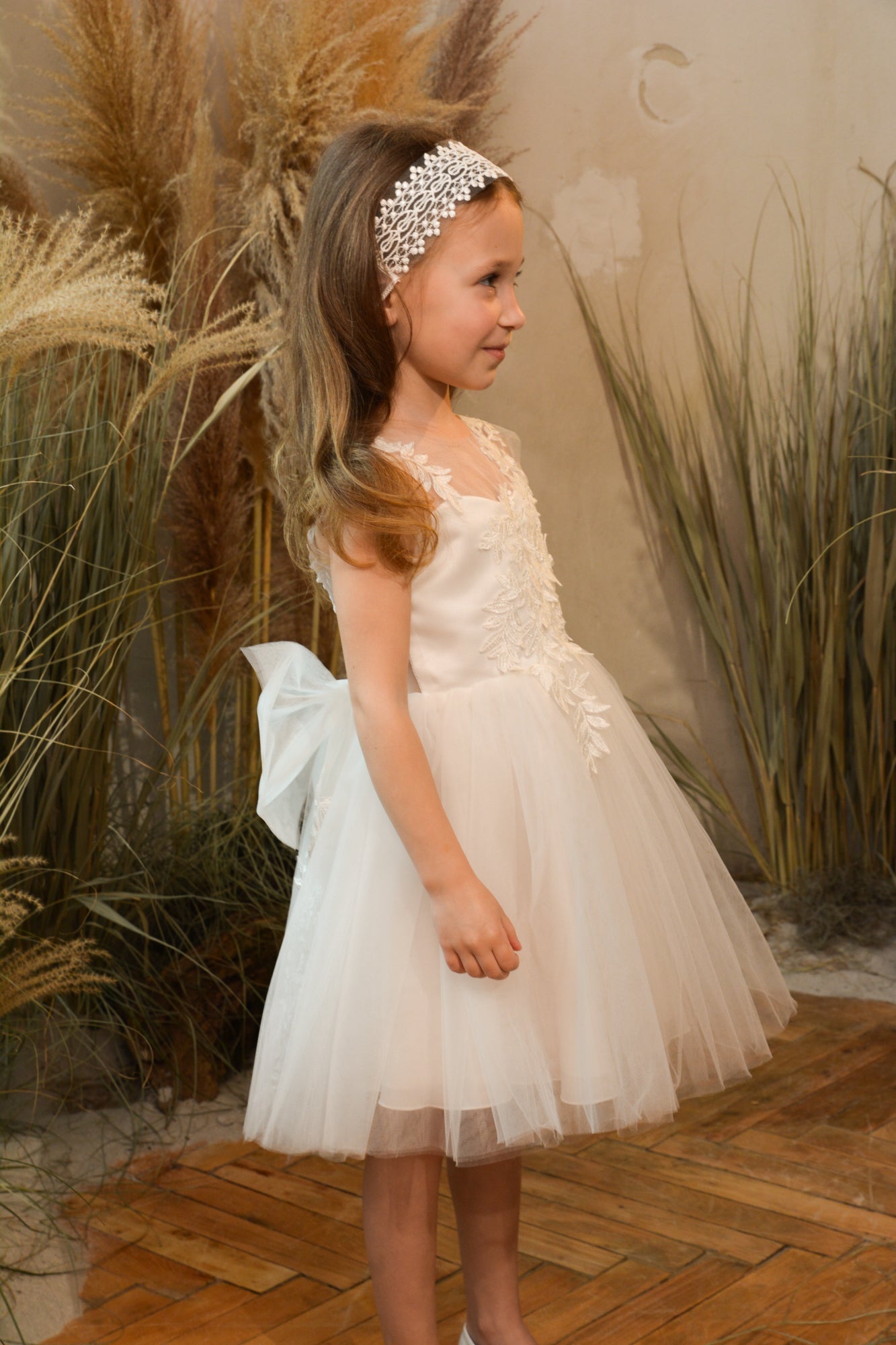 Olivia Appliqued Tulle Flower Girl Dress