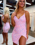 Bodycon V-Neck Sequined Homecoming Dress