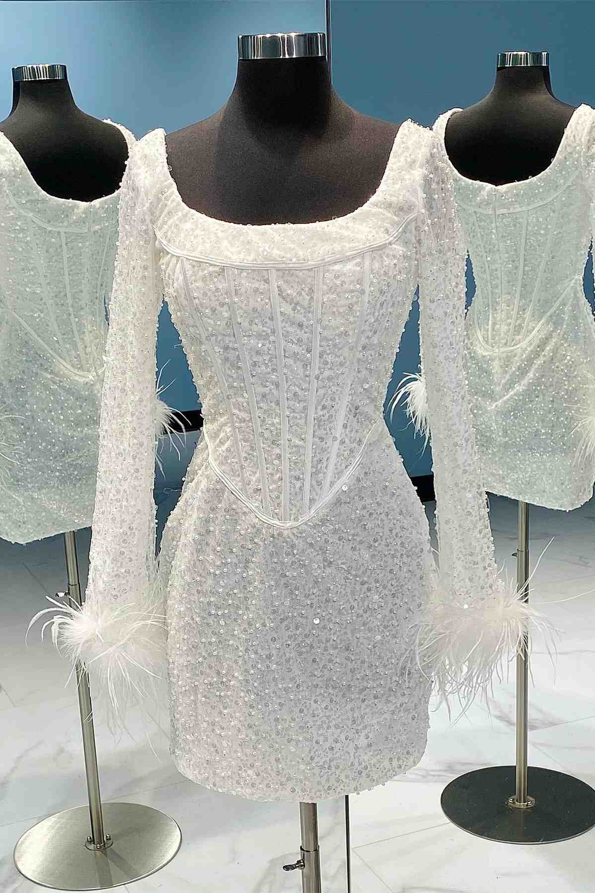Sheath Sequins Homecoming Dress with Long Sleeves