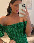 Sheath Off-the-Shoulder Sequins Long Prom Dress