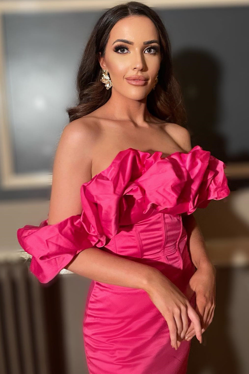 Sheath Off the Shoulder Ruffles Homecoming Dress