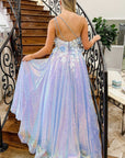 Lilac One Shoulder 3D Flowers Sequin Long Formal Dress