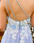 Lilac One Shoulder 3D Flowers Sequin Long Formal Dress