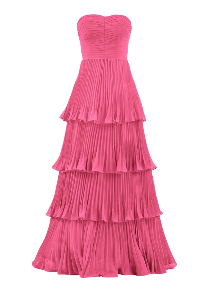 Khalani | Strapless Emerald Green Ruffle Multi - Layer Long Prom Dress - KissProm