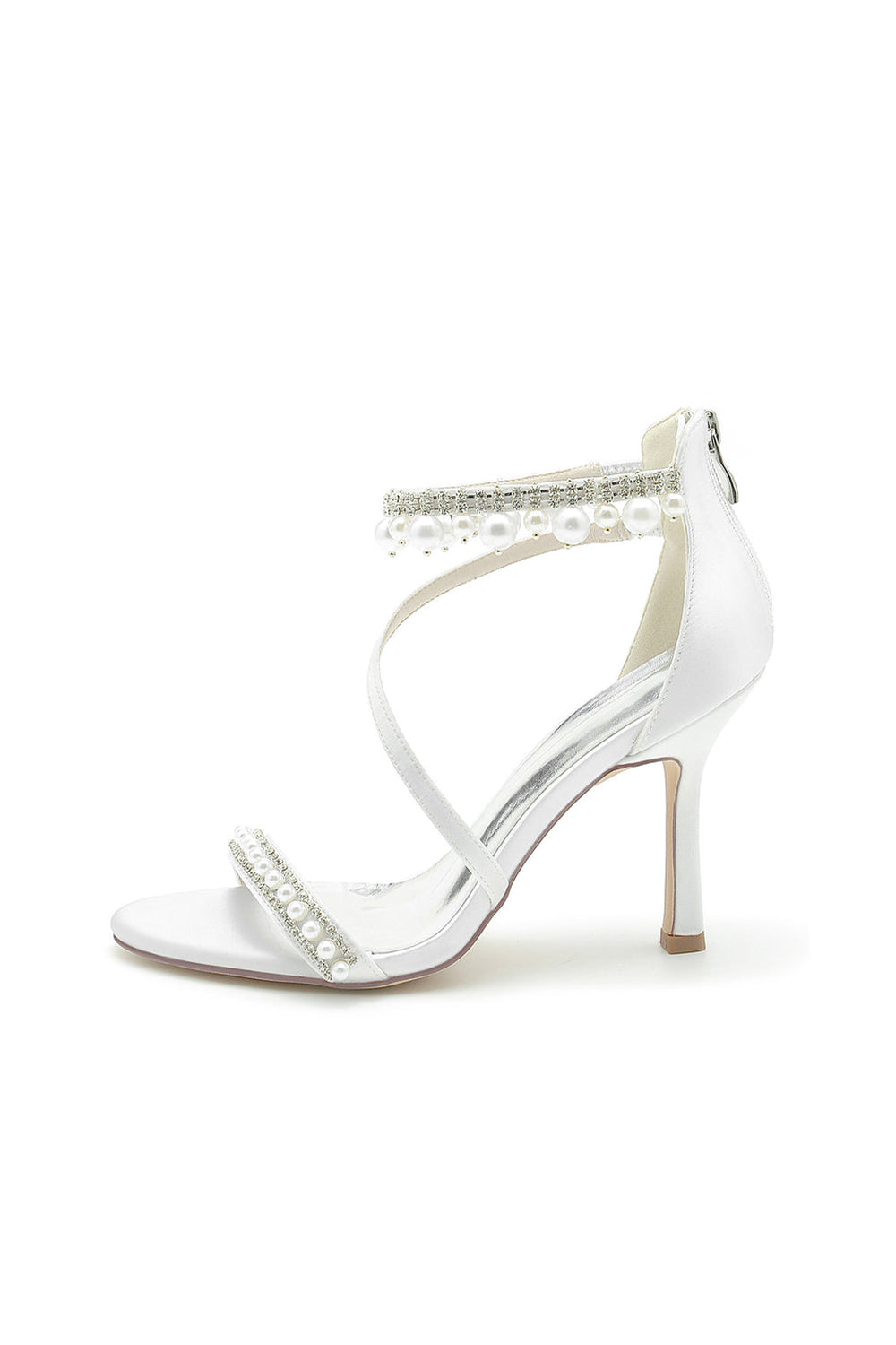 Elegant Single Strap Pearl Beaded Wedding Shoes