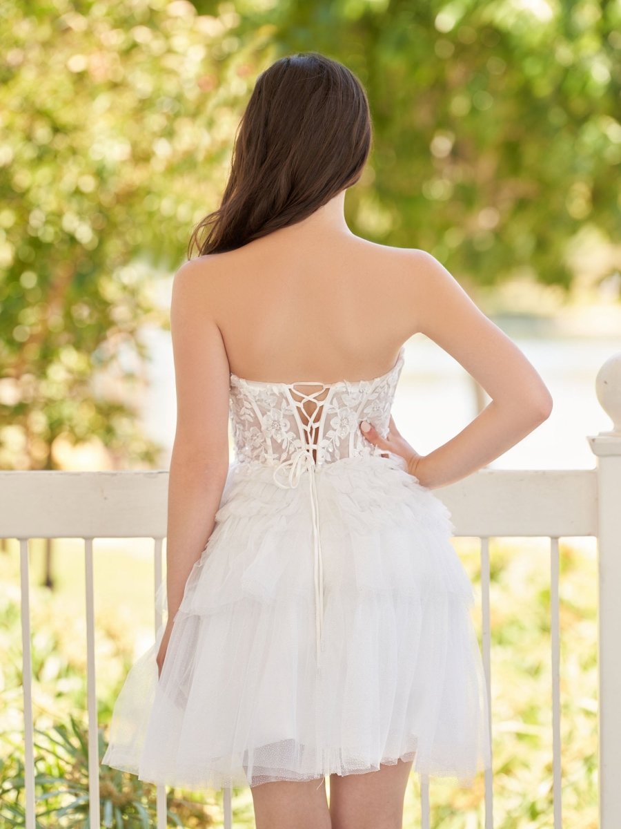 Ivy | A - Line Sweetheart White Lace Short Homecoming Dress - KissProm