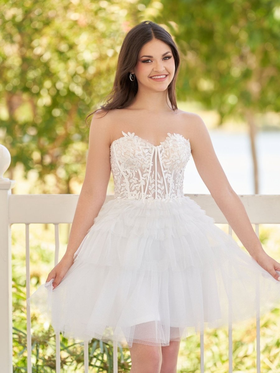 Ivy | A - Line Sweetheart White Lace Short Homecoming Dress - KissProm