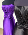 Red Strapless Bow Mermaid Long Prom Dress