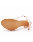 Satin Pearl Peep Toe Stiletto Ankle Strap Buckle Ultra High Heels