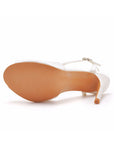 Satin Pearl Peep Toe Stiletto Ankle Strap Buckle Ultra High Heels