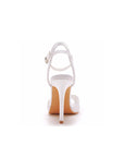 Satin Pearl Peep Toe Stiletto Ankle Strap Buckle Ultra High Heels