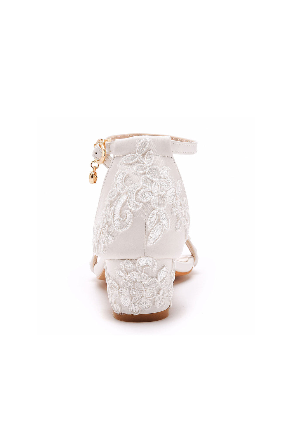 Elegant White Lace Open Toe Ankle-strap Block Heels