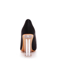 Simple Satin Slip on Pointed Toe Transparent Block Heels