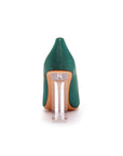 Simple Satin Slip on Pointed Toe Transparent Block Heels