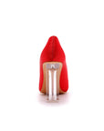 Simple Satin Slip on Pointed Toe Transparent Block Heels
