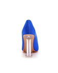 Simple Satin Slip on Pointed Toe Transparent Block Heels