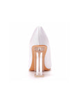 Simple Satin Slip on Pointed Toe Transparent Block Heels