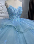 Quinceanera Dress Romantic Princess Sleeveless Quinceanera Dresses Ruffle Strapless Sequins Ball Gown
