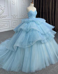 Quinceanera Dress Romantic Princess Sleeveless Quinceanera Dresses Ruffle Strapless Sequins Ball Gown