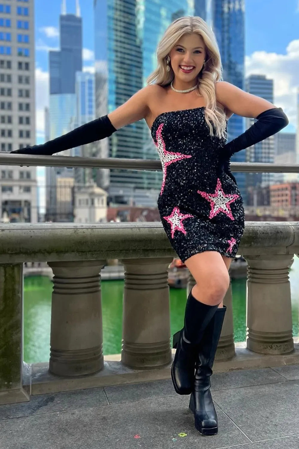 Sparkly Black Strapless Sequins Bodycon Short Homecoming Dress