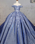 Sweetheart Ball Gown Off-the-shoulder Quinceanera Dresses with 3D Flower and Pearls