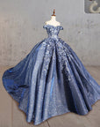 Sweetheart Ball Gown Off-the-shoulder Quinceanera Dresses with 3D Flower and Pearls