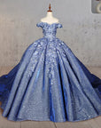 Sweetheart Ball Gown Off-the-shoulder Quinceanera Dresses with 3D Flower and Pearls