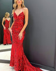 Mermaid Sequins Long Prom Dress with Sweep Train