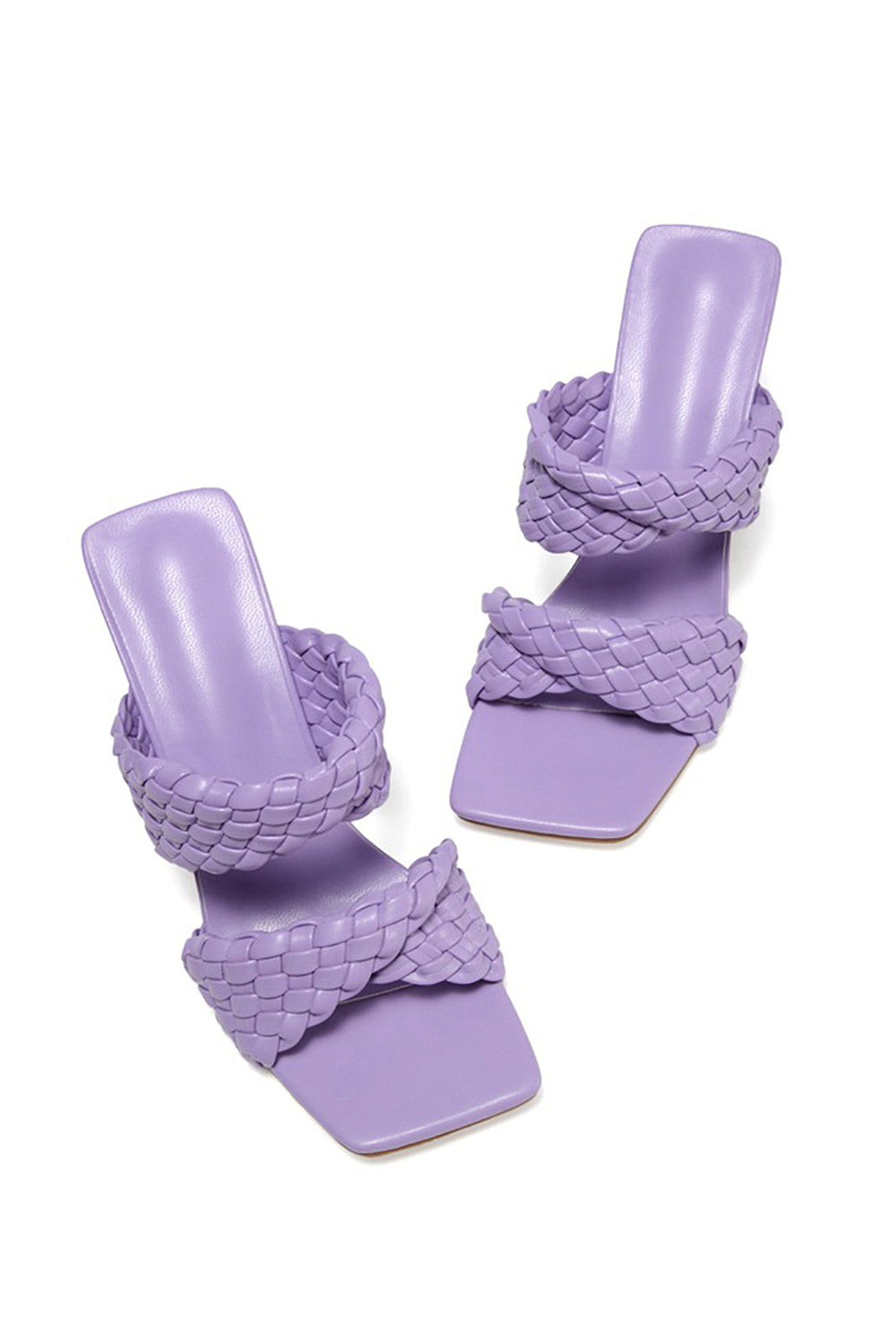 Lavender High Heels Woven Chunky Sandals