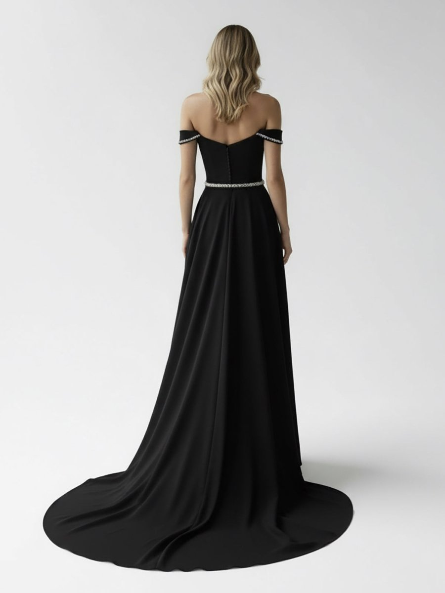 KissDress-A-Line Off the Shoulder Beaded Wedding Dress