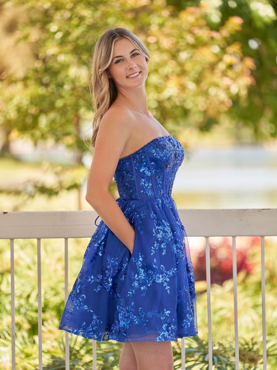 Ivette | A - Line Red Short Homecoming Dress with Sequins - KissProm