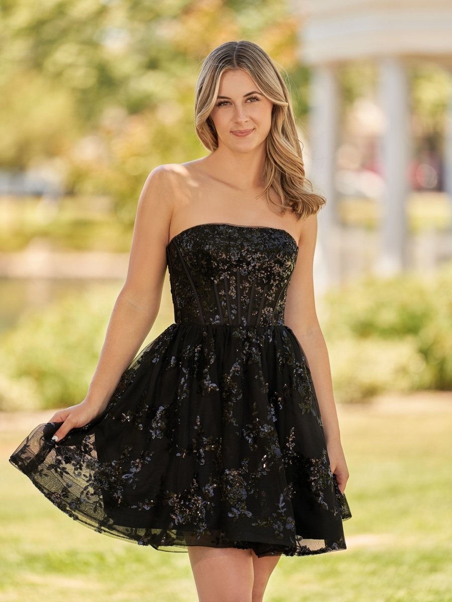 Ivette | A - Line Red Short Homecoming Dress with Sequins - KissProm