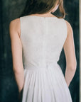 A-Line Short Sleeveless Sleeve Chiffon Lace Satin Dress