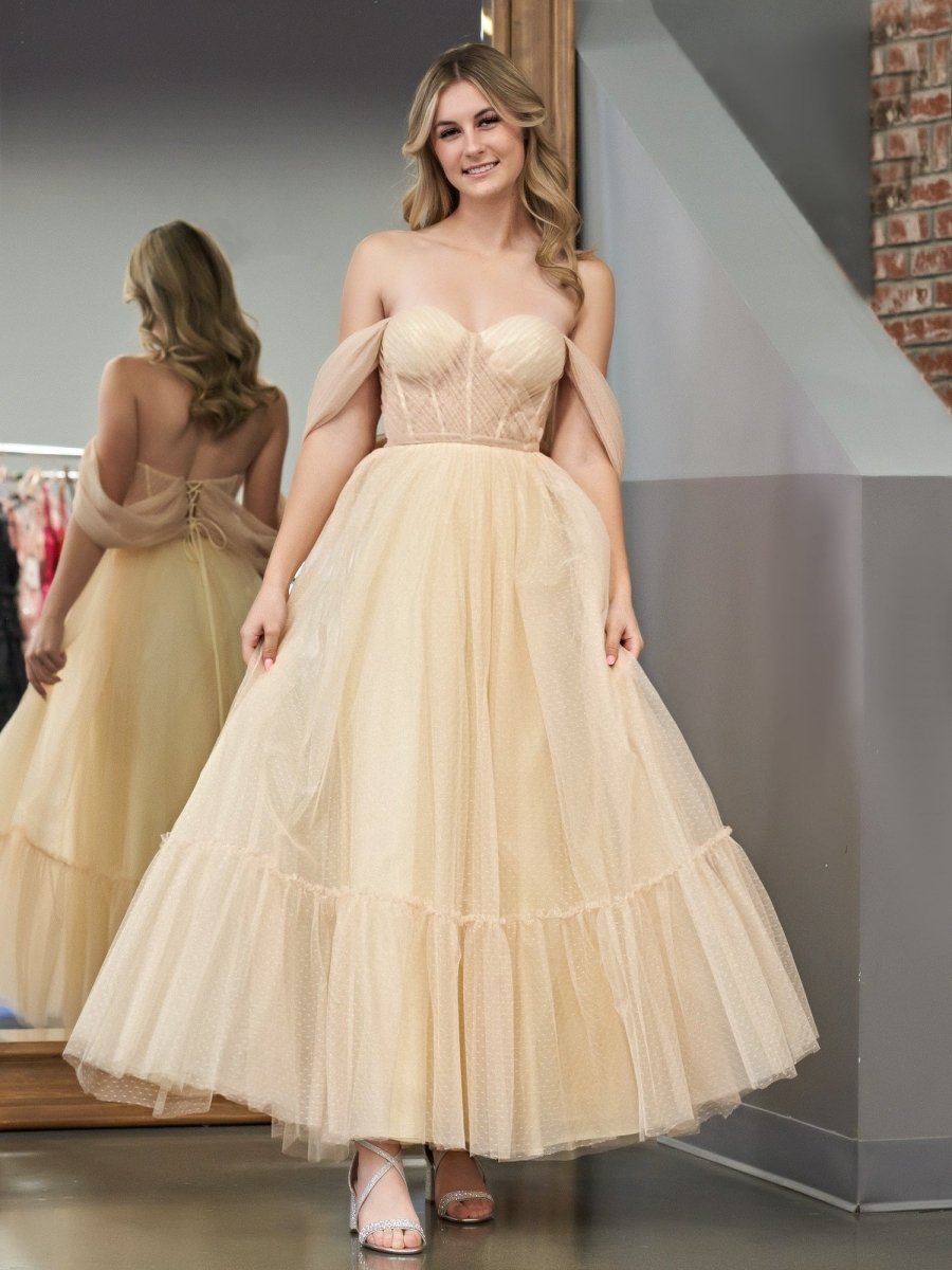Nova | A - Line Tulle Sweetheart Tea - Length Homecoming Dress - KissProm