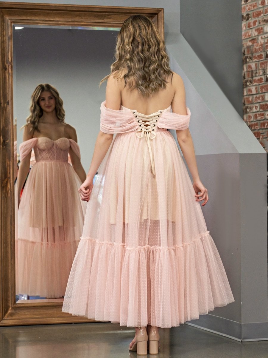Nova | A - Line Tulle Sweetheart Tea - Length Homecoming Dress - KissProm