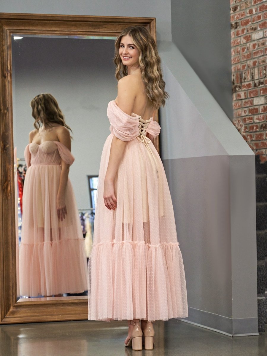 Nova | A - Line Tulle Sweetheart Tea - Length Homecoming Dress - KissProm
