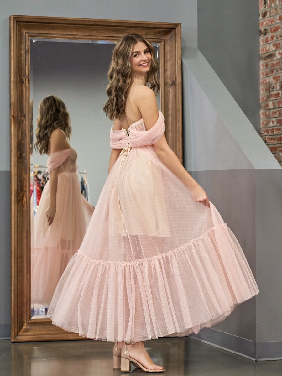Nova | A - Line Tulle Sweetheart Tea - Length Homecoming Dress - KissProm