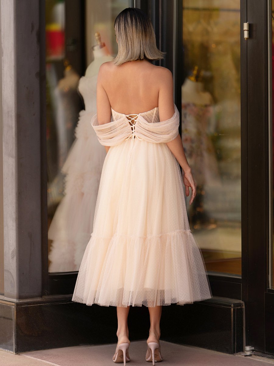 Nova | A - Line Tulle Sweetheart Tea - Length Homecoming Dress - KissProm
