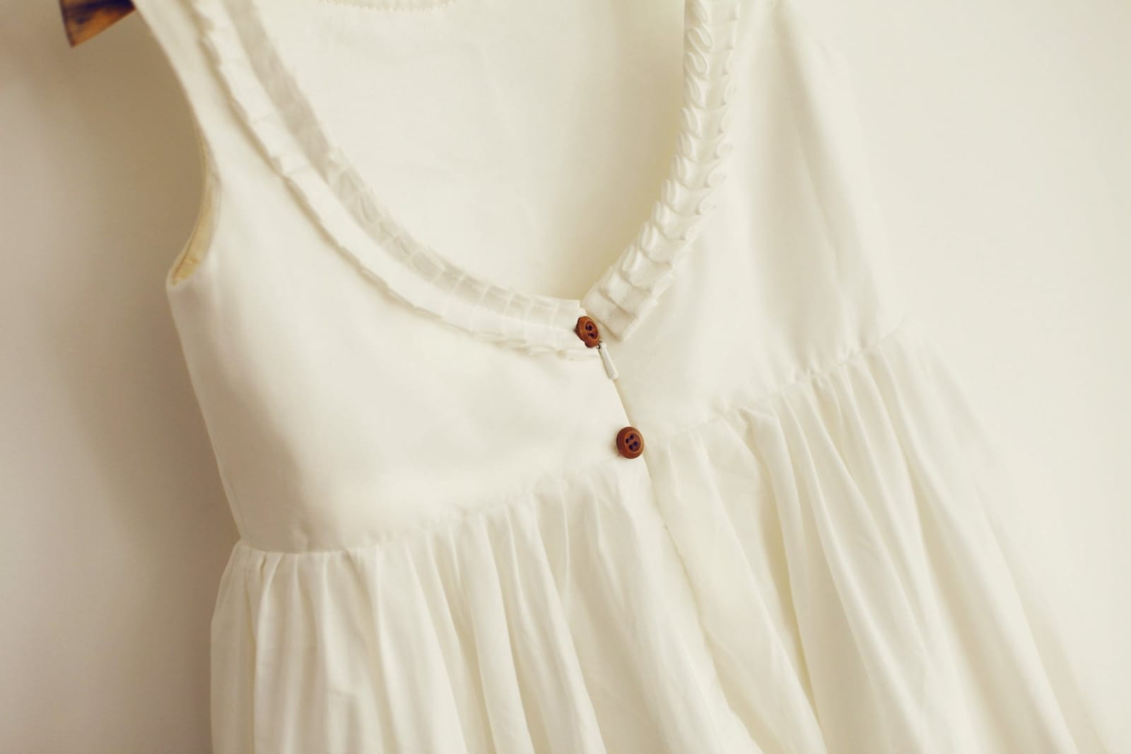 U Back Cotton Ruffle Neckline Flower Girl Dress