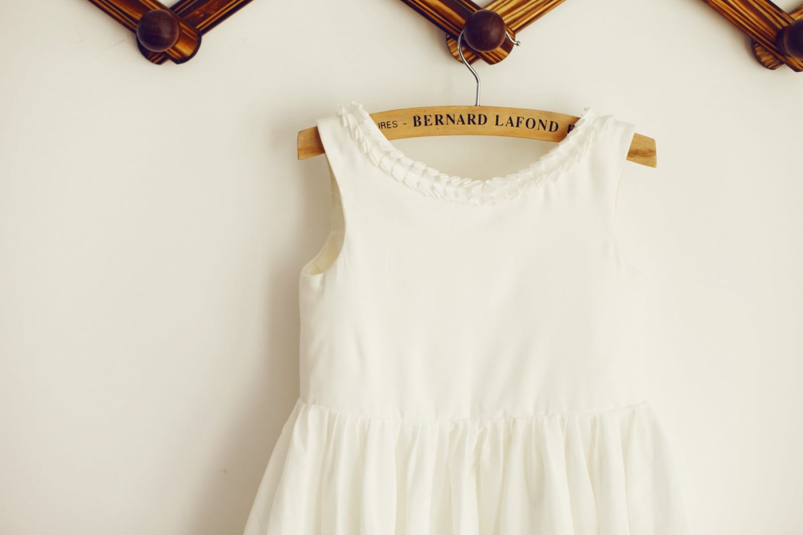 U Back Cotton Ruffle Neckline Flower Girl Dress
