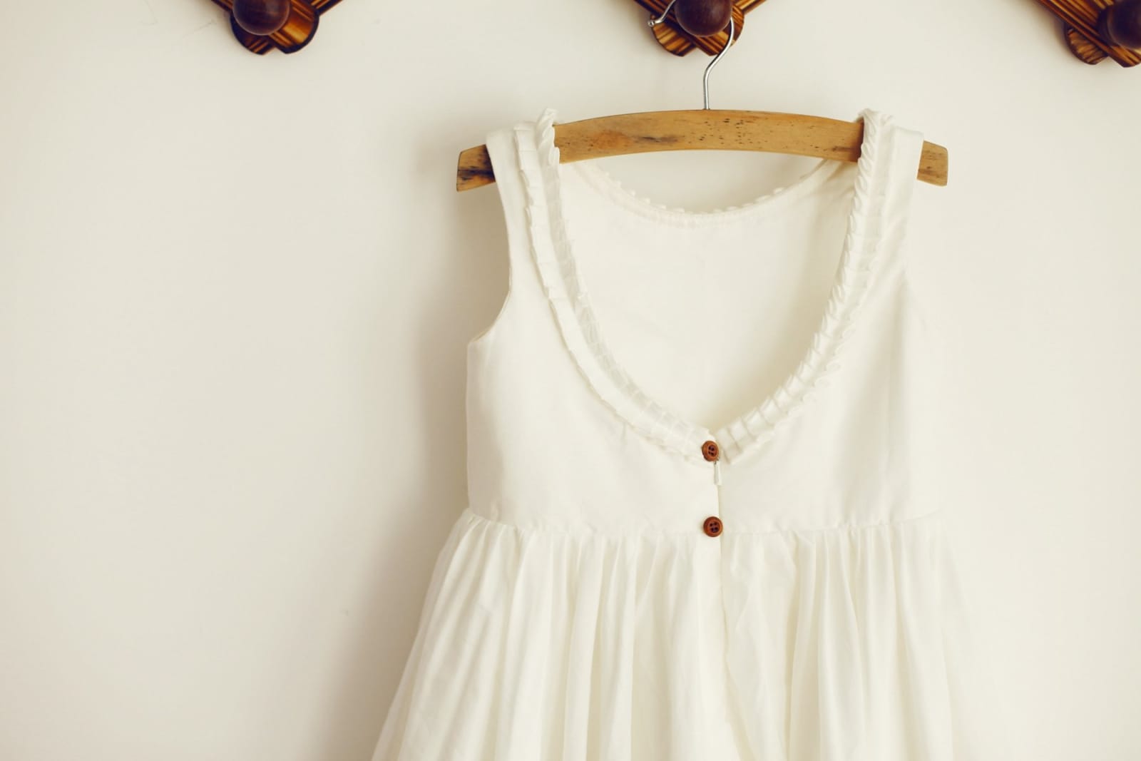U Back Cotton Ruffle Neckline Flower Girl Dress