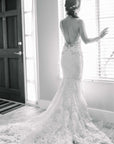 Beaded Lace Mermaid Spaghetti Straps Sleeveless Wedding Dresses