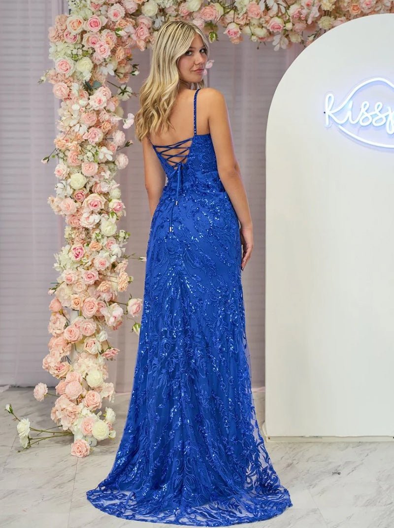Remy |Mermaid Scoop Neck Sequins Prom Dress with Slit - KissProm
