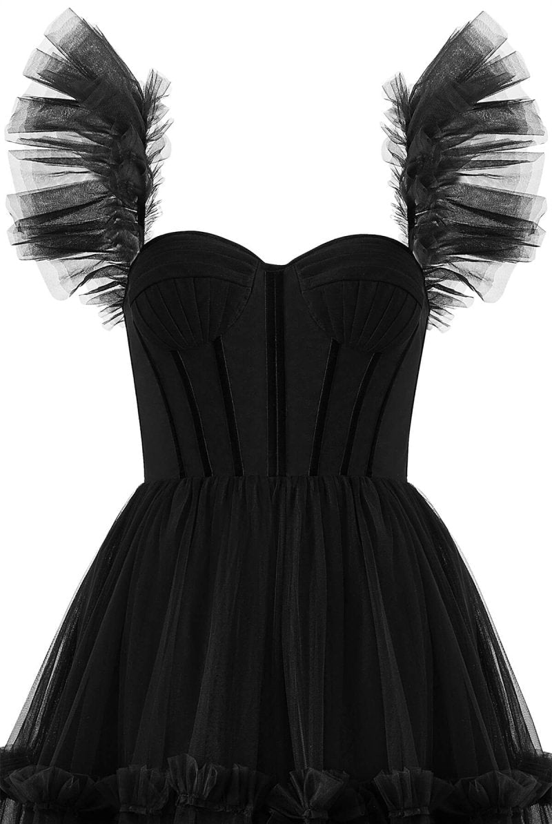 Katalina |A - Line Corset Ruffled Tulle Prom Dress - KissProm