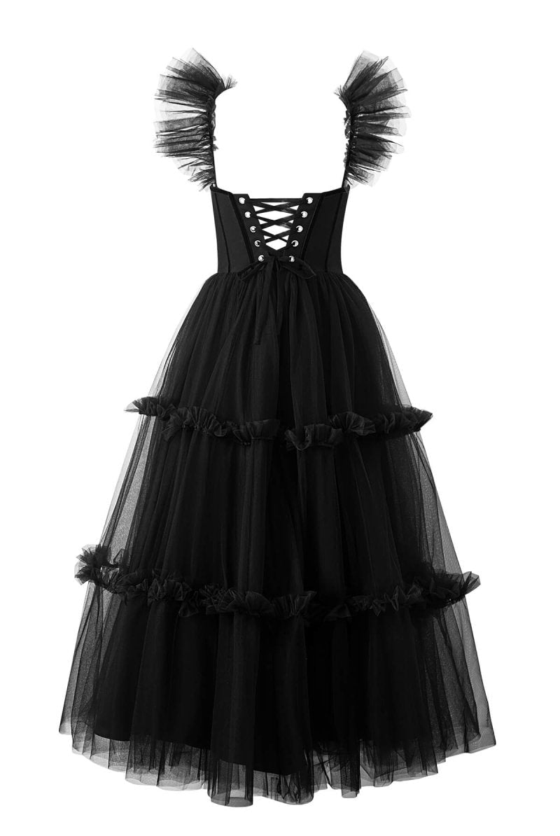 Katalina |A - Line Corset Ruffled Tulle Prom Dress - KissProm
