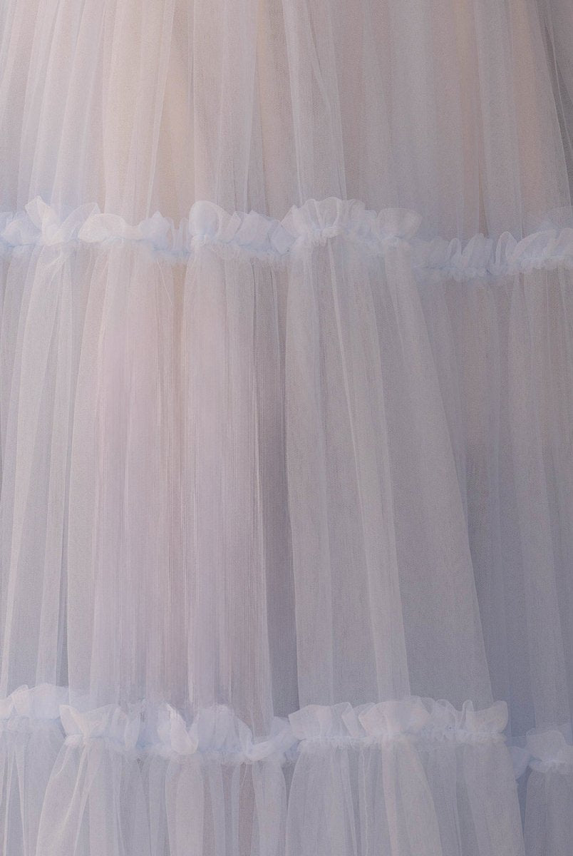 Katalina |A - Line Corset Ruffled Tulle Prom Dress - KissProm
