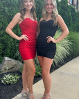 Black Sweetheart Fitted Short Dress with Floral Lace