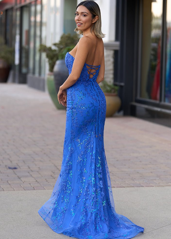 Terry | Black Sweetheart Lace Appliques Mermaid Long Prom Dresses - KissProm