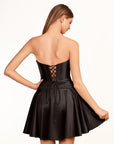 Fuchsia Strapless Satin A-line Pleated Homecoming Dress With Keyhole